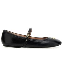 Moschino - Logo Leather Ballet Flats Flat Shoes - Lyst