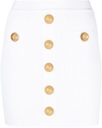 Balmain - Embossed-buttons Knit Mini Skirt - Lyst
