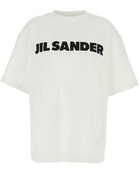 Jil Sander - Crewneck T-Shirt With Maxi Logo Lettering On The Front - Lyst
