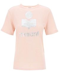 Isabel Marant - Isabel Marant Etoile Zewel T-shirt With Metallic Logo Print - Lyst