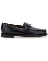Sebago - 'joe' Black Pull-on Loafers With Horsebit Detail In Leather Man - Lyst