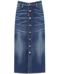 DSquared² - Blue Denim Long Skirt - Lyst