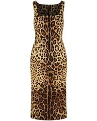 Dolce & Gabbana - Dolce & Gabbana Leopard-Print Silk Dress - Lyst