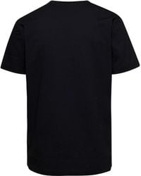 Versace - Black Crewneck T-shirt With Contrasting Logo Lettering Print In Cotton Man - Lyst