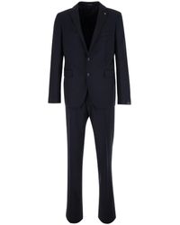 Tagliatore - Single-Breasted Suit With Logo Pin - Lyst