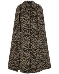 Federica Bonifaci - Coat With Wide Collar And All-Over Leopard Print - Lyst