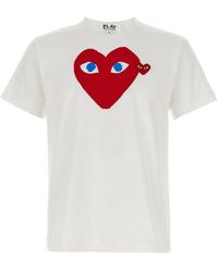 COMME DES GARÇONS PLAY - Printed T-Shirt And Logo Patch - Lyst
