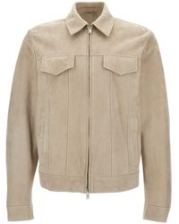 Lardini - Beige Classic Collar Jacket In Leather Man - Lyst