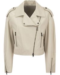 Brunello Cucinelli - Nappa Leather Biker With Shiny Details - Lyst