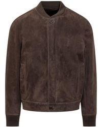Salvatore Santoro - Suede Leather Bomber Jacket - Lyst