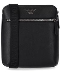 Emporio Armani - Regenerated-leather Shoulder Bag With Eagle Pate - Lyst