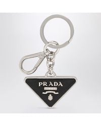 Prada - Saffiano And Metal Key Ring - Lyst