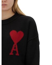 Ami Paris - Jersey With Logo Embroidery - Lyst