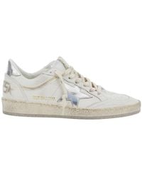 Golden Goose - 'Ballstar' Low Top Sneakers With Laminated Star Patch On The Side And Laminated Heel With Logo Lettering - Lyst