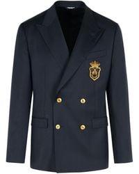 Dolce & Gabbana - Double-Breasted Jacket With Patch - Lyst