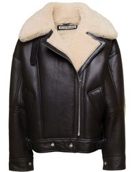 Acne Studios - Jacket With Shearling Collar And Zip - Lyst