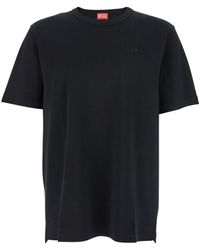 DIESEL - Crewneck T-Shirt With Tonal Logo Embroidery On The Front - Lyst