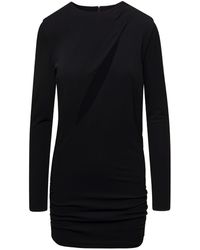 Versace - Black Fitted Minidress With Cut-out Detail In Viscose - Lyst