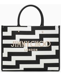Jimmy Choo - M Avenue Black/white Canvas Tote Bag - Lyst