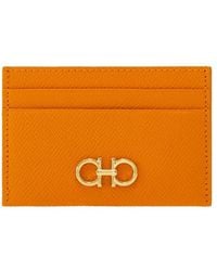 Ferragamo - Hammered Leather Gancini Card Holder Accessories - Lyst