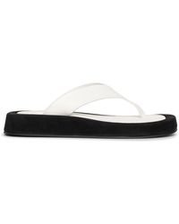 The Row - Ginza Two-tone Leather And Suede Platform Flip Flops - Lyst