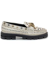 Kurt Geiger - Kurt Geiger White Leather Moccasin With Studs - Lyst