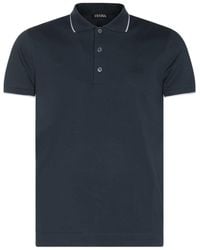 ZEGNA - Dark Cotton Polo Shirt - Lyst