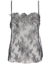 Alberta Ferretti - Top With Thin Straps And Floral Embellishment - Lyst