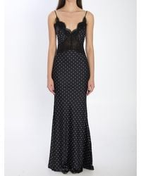 Self-Portrait - Polka Dot Satin Lace Maxi Dress - Lyst
