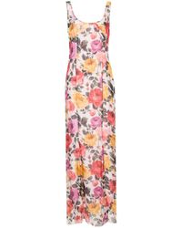 Blumarine - Long Dress With Floral Print - Lyst