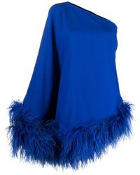 ‎Taller Marmo - 'Ubud' Mini One-Shoulder Dress With Feather Trim - Lyst