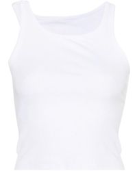 MM6 by Maison Martin Margiela - Ribbed Cotton Cut-Out Tank Top - Lyst