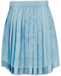Versace - Mini Light Pleated Skirt With Tonal Barocco Print - Lyst