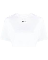 Off-White c/o Virgil Abloh - Cropped Stamped Logo T-shirt - Lyst