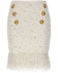 Balmain - Fringed Tweed Skirts - Lyst