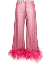 Oséree - Wide Leg Trousers With Feather Detail - Lyst