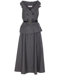 Self-Portrait - Wool Tailored Midi Dress - Lyst