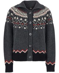 Alanui - 'Sweet Winter' Cardigan With Spread Collar And Geometric Motif - Lyst