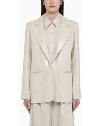 FEDERICA TOSI - Single-breasted Linen-blend Jacket With Micro Sequins - Lyst