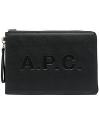 A.P.C. - Logo-print Clutch Bag - Lyst