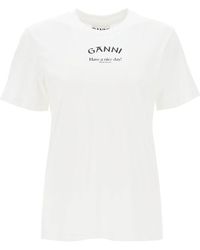 Ganni - Organic Cotton Logo T-Shirt - Lyst