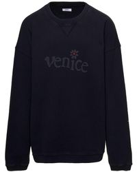 ERL - Blsck Crewneck Sweatshirt With Venice Print - Lyst