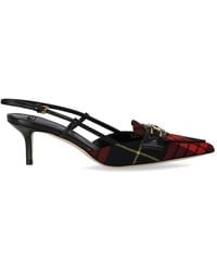 Elisabetta Franchi - Black And Red Tartan Slingback Pump - Lyst