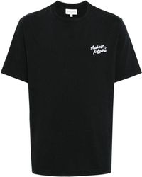 Maison Kitsuné - Handwriting-Logo Cotton T-Shirt - Lyst