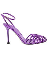ALEVI - 'ally' Purple Sandals With Stiletto Heel In Metallic Leather Woman - Lyst