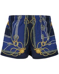Versace - 'nautical' Blue Smiwsuit Trunks With Barocco Motif In Tech Fabric Man - Lyst