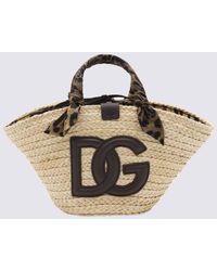 Dolce & Gabbana - Animalier Raffia Kendra Shopping Bag - Lyst