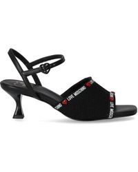 Love Moschino - Black Heeled Sandal With Logo - Lyst