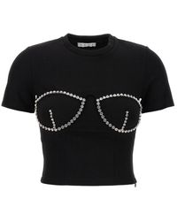 Area - Crystal Bustier Cup T-shirt Black - Lyst