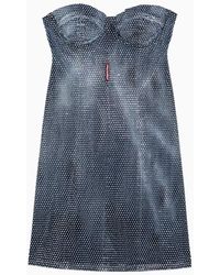 DSquared² - Washed Denim Mini Dress With Crystals - Lyst